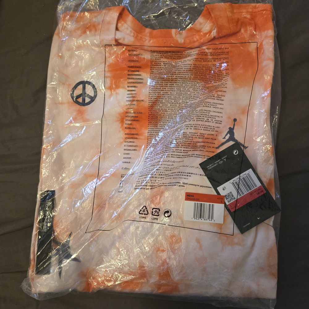 Jordan Orange and White Long Sleeve Tee